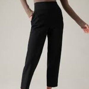 Athleta Endless High Rise Pant Womens 0 Black Straight Leg Pull On Ankle Stretch